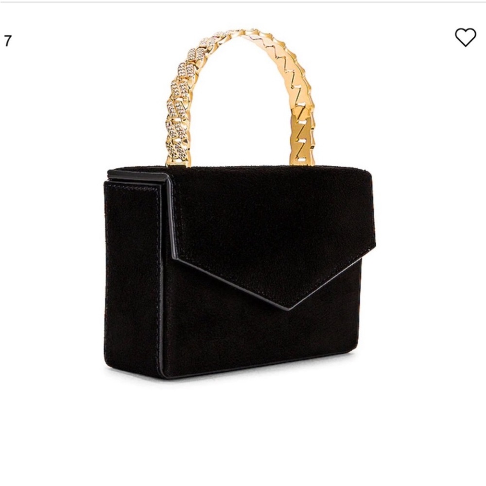 Amina Muaddi Superamini Pernille Top-Handle Bag in Black and Crystal Gold